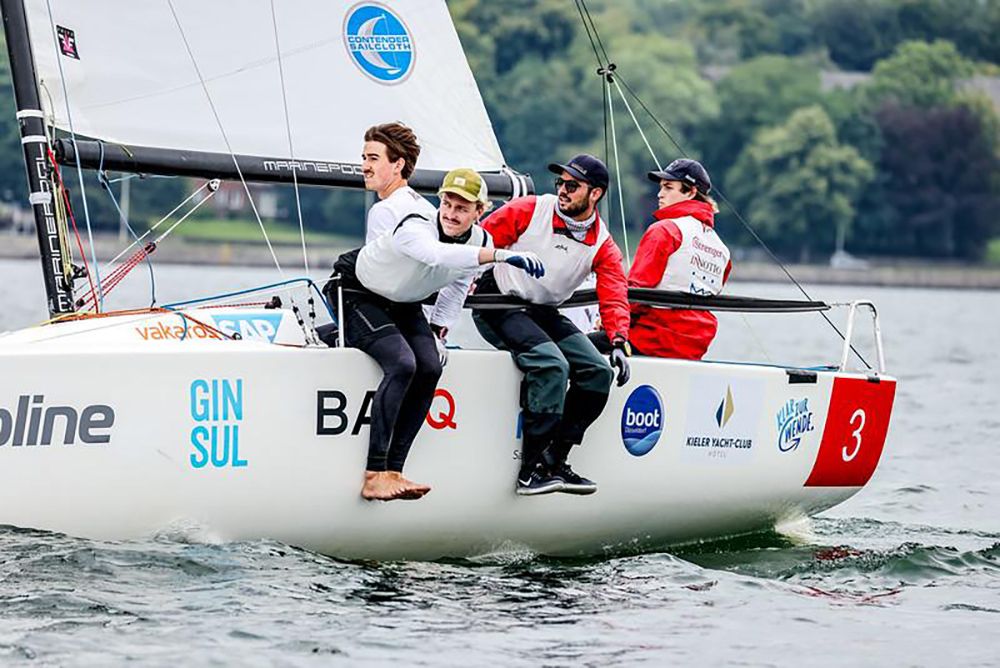 Bild von links: Johannes Voigt, Albert Gerstmaier, Adi Maier-Ring und Steuermann Bendix Meyer